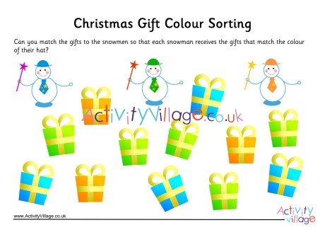 Christmas Gift Colour Sorting Worksheet
