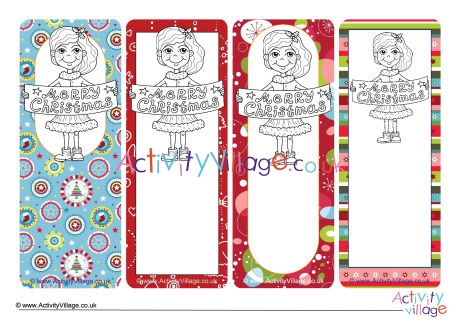Christmas girl colouring bookmarks