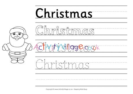 Christmas handwriting worksheet