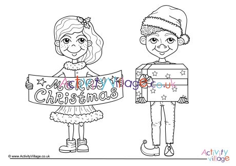 Christmas kids colouring page