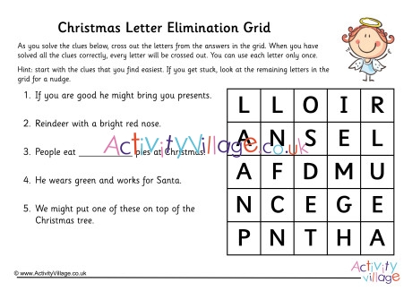 Christmas Letter Elimination Grid