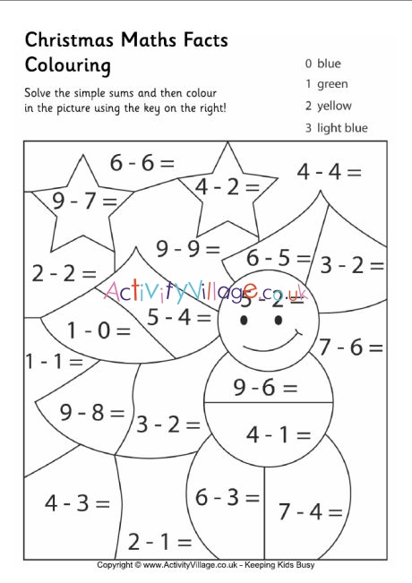 Christmas Maths Facts Colouring Page 2