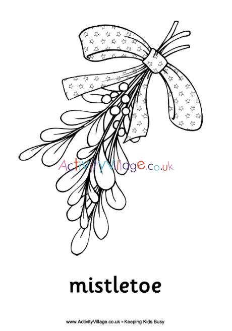 Christmas mistletoe colouring page