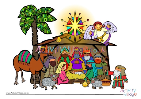 Christmas nativity scene poster