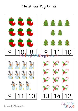 Christmas number peg cards