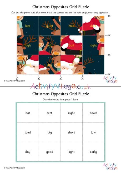 Christmas Opposites Grid Puzzle