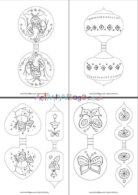 Christmas ornaments colouring activity