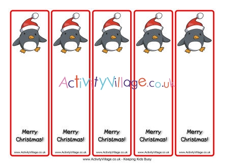 Christmas penguin bookmarks