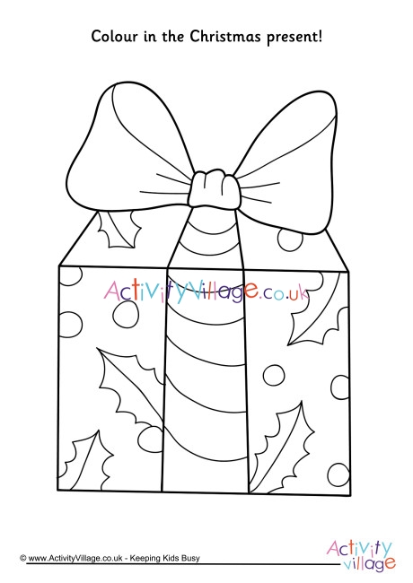 Christmas present colouring page 3