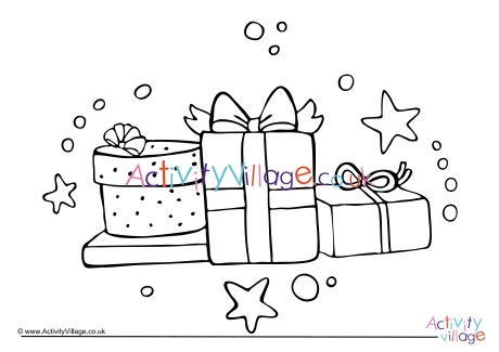 Christmas presents colouring page 2