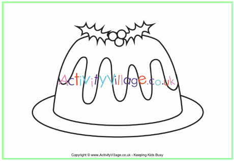 Christmas pudding colouring page 2