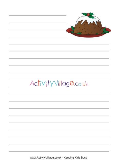 Christmas pudding writing paper 