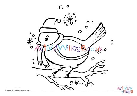 Christmas robin colouring page