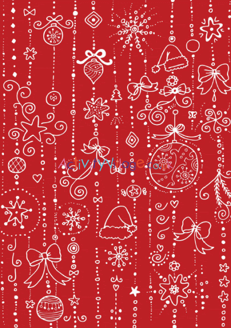 Christmas scrapbook paper - white on red doodle
