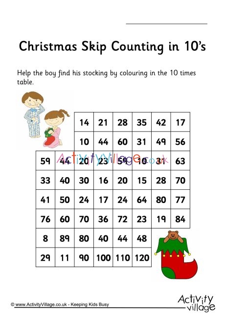 Christmas stepping stones - skip counting by 10