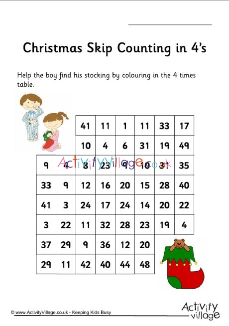 Christmas Stepping Stones - Skip Counting by 4