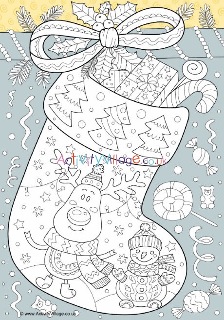 Christmas stocking colour pop colouring page