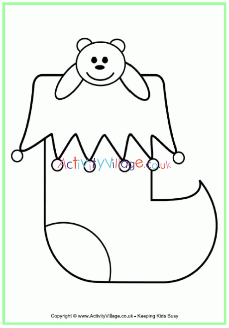 Christmas stocking colouring page 2