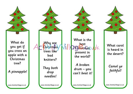 Christmas tree jokes bookmarks 