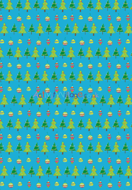 Christmas tree scrapbook paper - blue - small