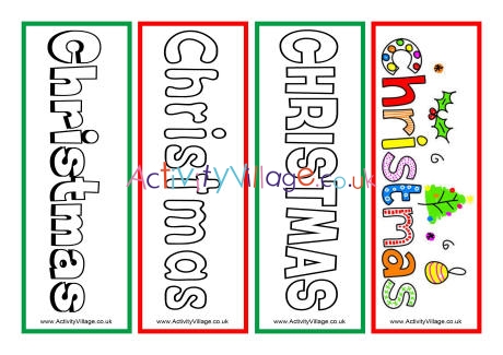 Christmas word bookmarks
