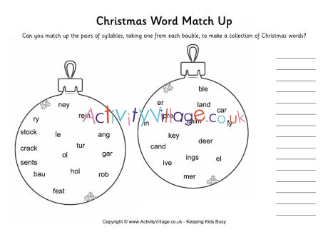 Christmas word match up