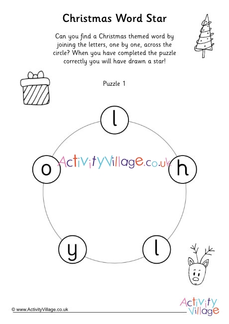 Christmas Word Star Puzzle Example