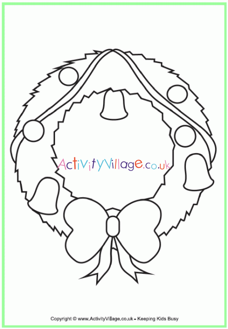 Christmas wreath colouring page 2