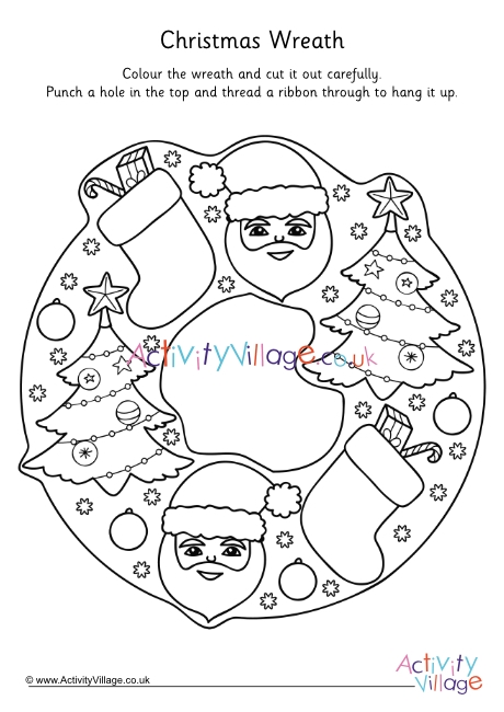 Christmas wreath colouring page