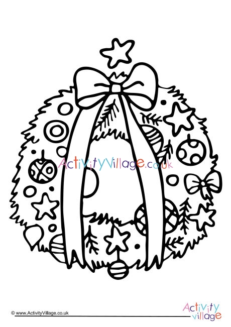 Christmas wreath colouring page 4