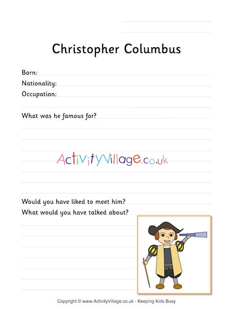 Christopher Columbus Worksheet