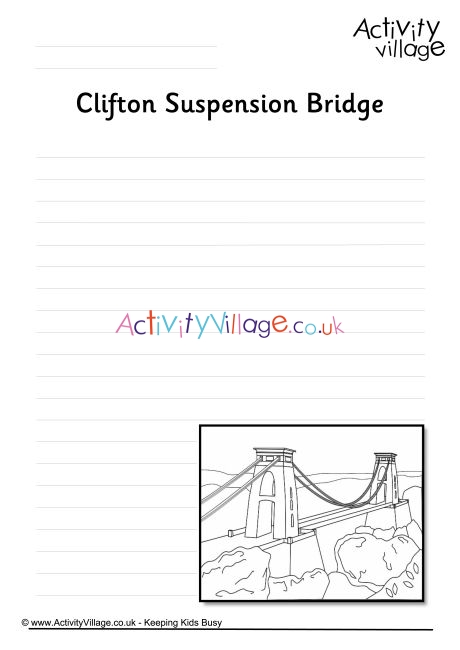 Clifton Suspension Bridge Writing Page