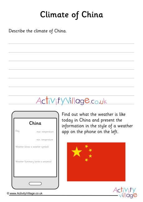 Climate Of China Worksheet