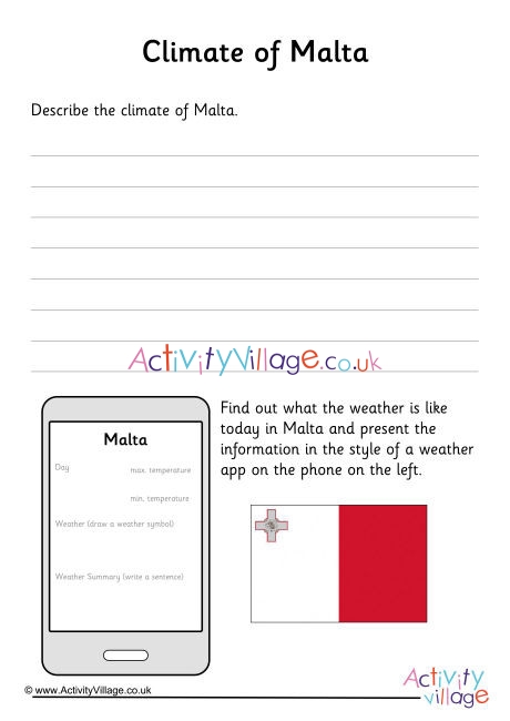 Climate Of Malta Worksheet