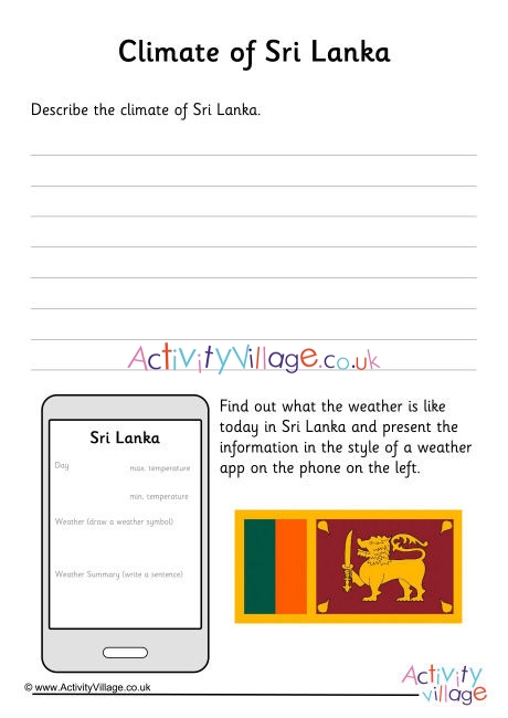 Climate Of Sri Lanka Worksheet