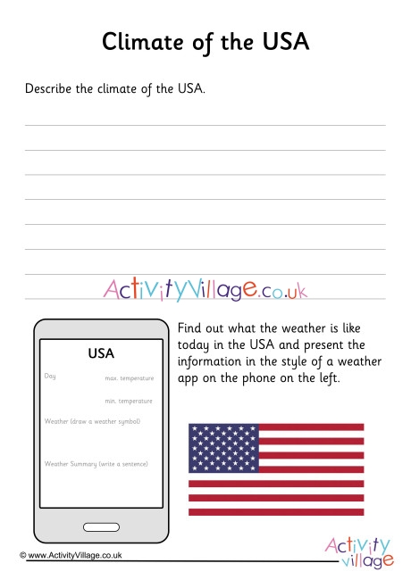 Climate Of USA Worksheet