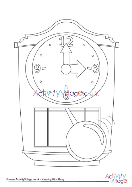 Clock colouring page