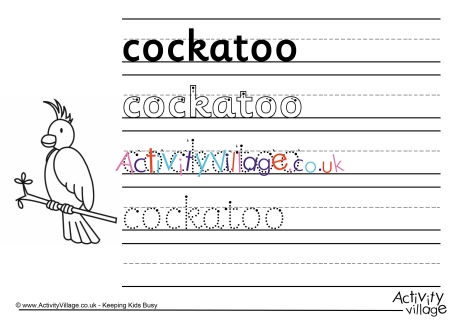Cockatoo handwriting worksheet