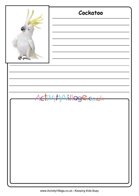 Cockatoo notebooking page