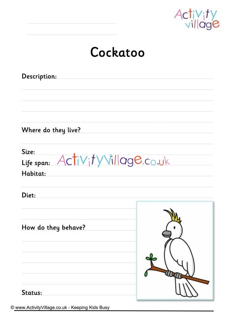 Cockatoo worksheet