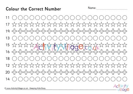 Colour 11 to 20 worksheet
