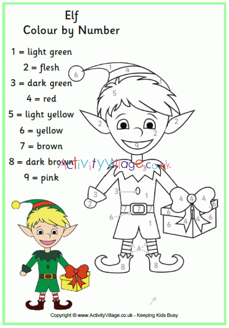 Christmas elf colour by number