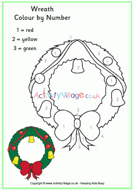 Christmas wreath colour by number