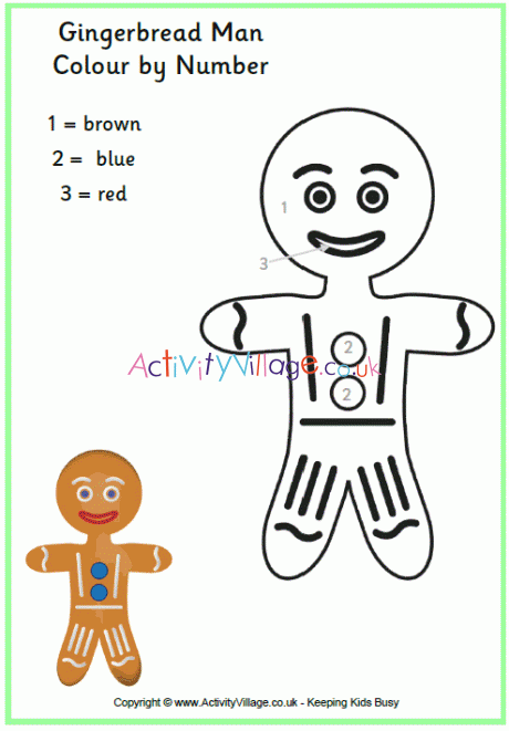 Gingerbread man colour by number 