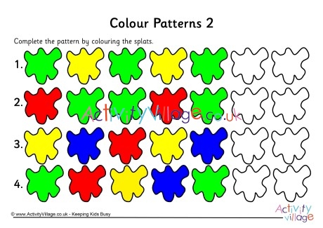 Colour patterns worksheet 2