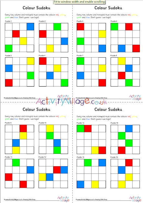 Colour Sudoku 4x4 Pack