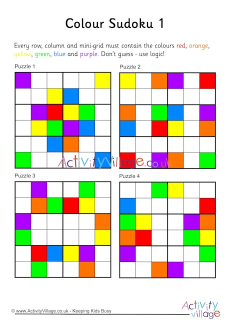 Colour Sudoku 6x6 Puzzles 1