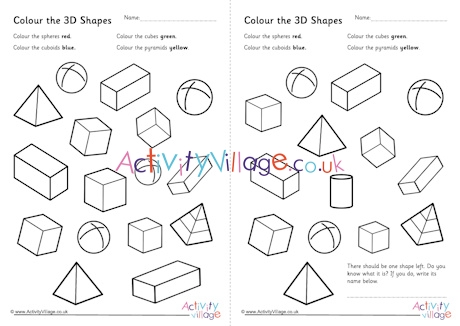 Colour the 3d shapes worksheets