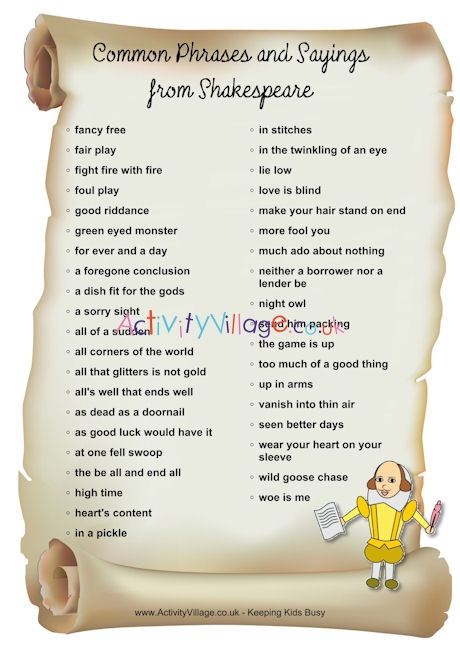 Common phrases and sayings from Shakespeare