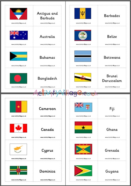 Commonwealth flag matching game flash cards (version 4 June 2022)